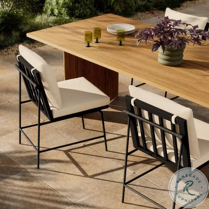 Crete Black Teak Outdoor Dining Chair Set of 2