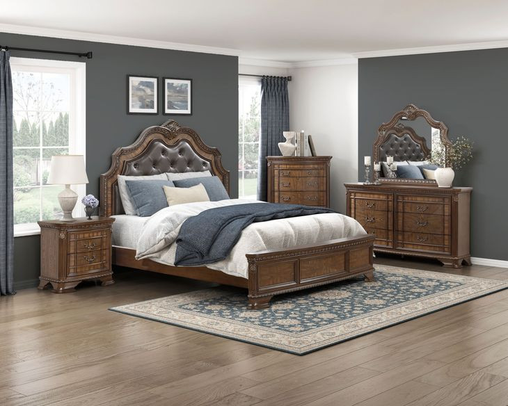 Lorenzi Brown Queen Upholstered Bed