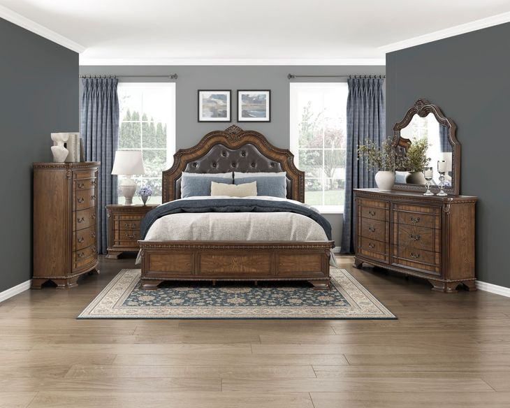 Lorenzi Brown Queen Upholstered Bed