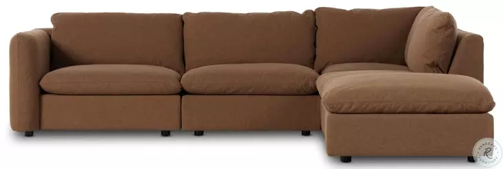 Ingel Antwerp Cafe 4 Piece RAF Sectional with Ottoman