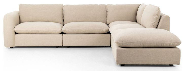 Ingel Antwerp Taupe 5 Piece RAF Sectional with Ottoman