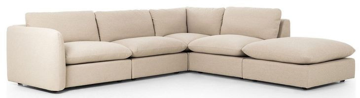 Ingel Antwerp Taupe 5 Piece RAF Sectional with Ottoman