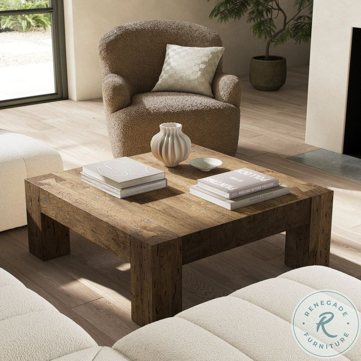 Abaso Rustic Wormwood Oak Small Square Coffee Table