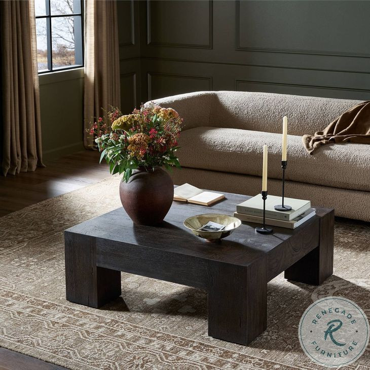 Abaso Ebony Rustic Wormwood Oak Small Square Coffee Table
