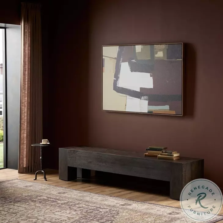 Abaso Ebony Rustic Wormwood Oak Large 90" Accent Bench