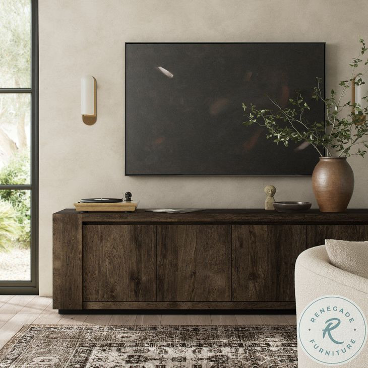 Abaso Ebony Rustic Wormwood Oak 95" Media Console