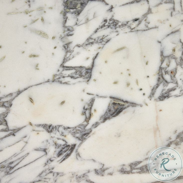 Sophie Veined White Marble Round End Table