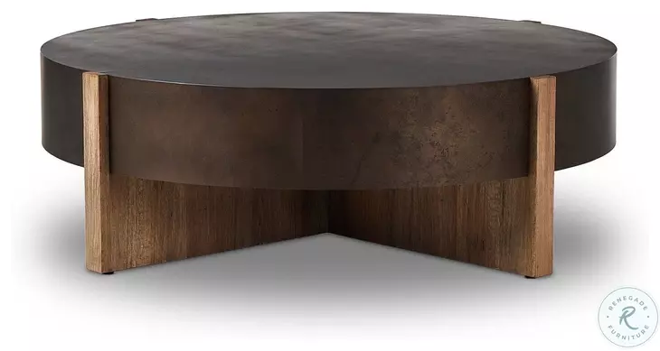 Bingham Distressed Iron Large Round Coffee Table