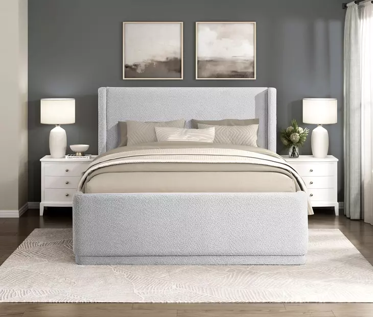 Carmel Light Gray California King Upholstered Platform Bed