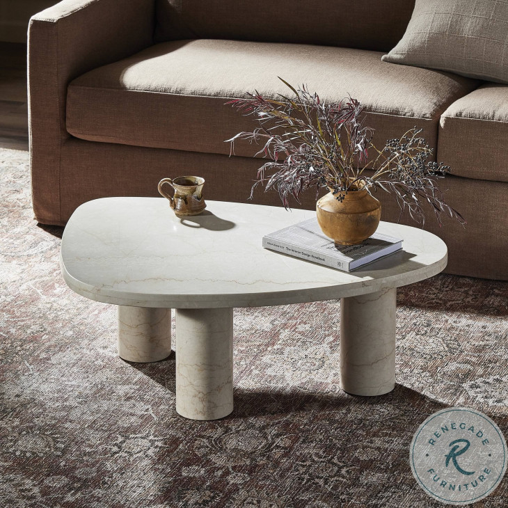 Zion Cream Marble Small Coffee Table from Four Hands | Coleman Furniture