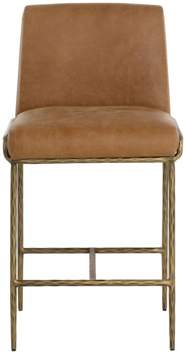 Lathan Tan Leather Upholstered Counter Height Stool