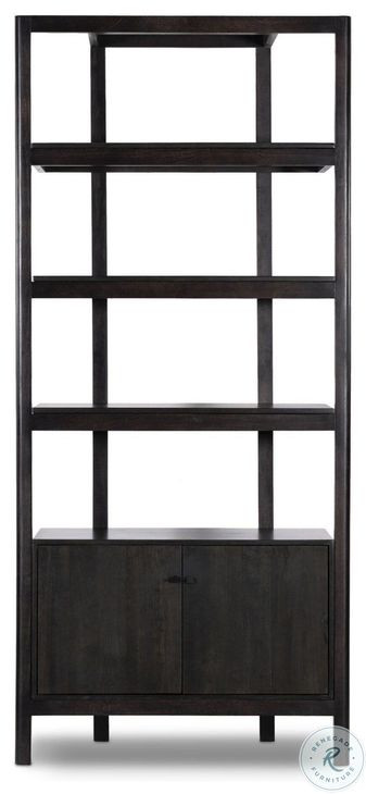 Reza Worn Black Parawood Bookcase