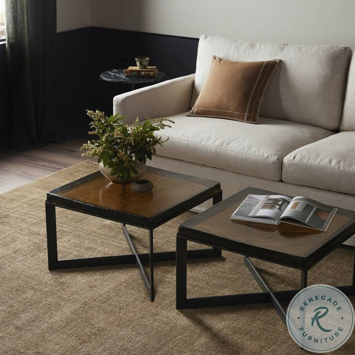 Lennie Amber Cast Glass Square Bunching Table