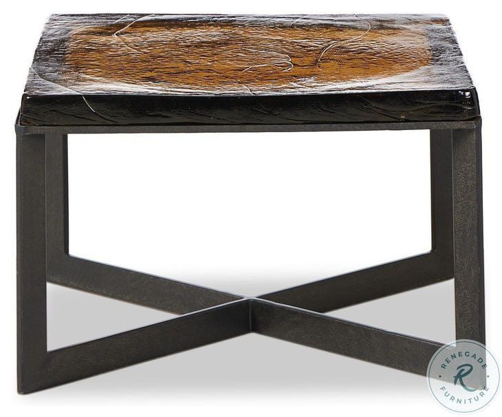 Lennie Amber Cast Glass Square Bunching Table