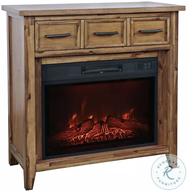 Claremont Wire Brush Brown 32" TV Stand with Electric Fireplace