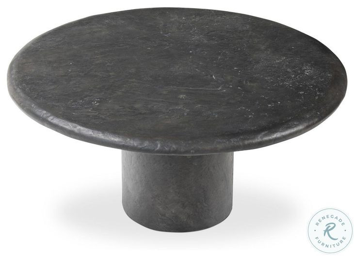 Bonnie Textured Black Concrete Round Coffee Table