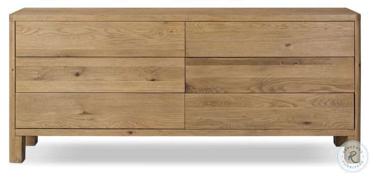 Noeline Resawn Worn Oak Veneer 6 Drawer Dresser