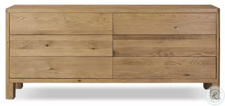 Noeline Resawn Worn Oak Veneer 6 Drawer Dresser