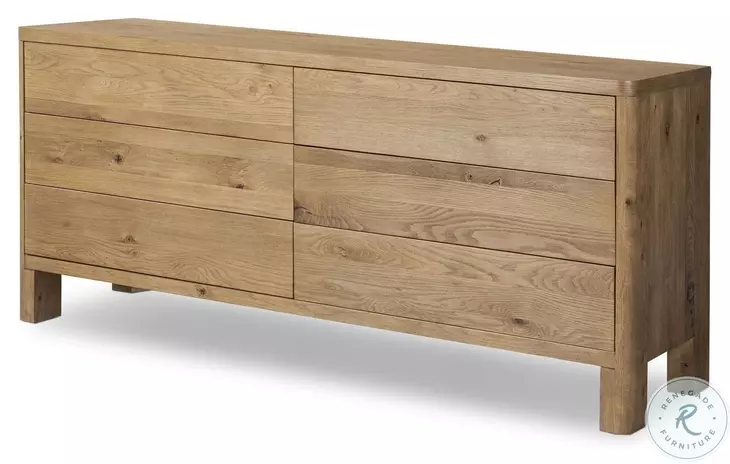 Noeline Resawn Worn Oak Veneer 6 Drawer Dresser