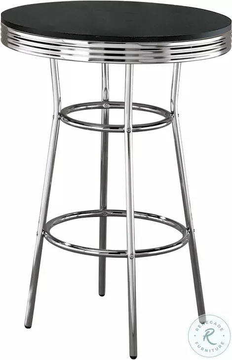 2405 Black and Chrome Bar Table Set