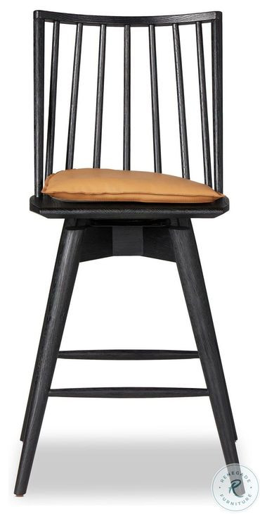 Lewis Whiskey Saddle Swivel Counter Height Stool