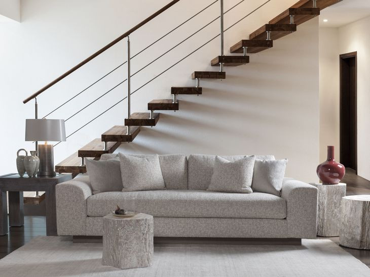 Lana Gray Bench Seat 96" Sofa with Pillows