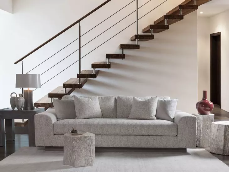 Lana Gray Bench Seat 96" Sofa with Pillows