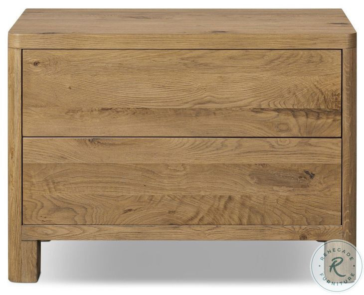 Noeline Resawn Worn Oak Veneer 2 Drawer Nightstand