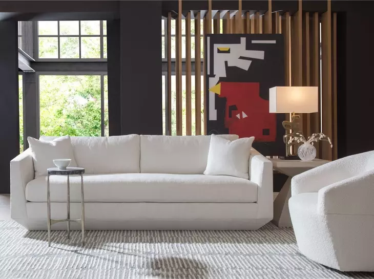 Veronica Ivory Bench Seat 95" Sofa with Pillows