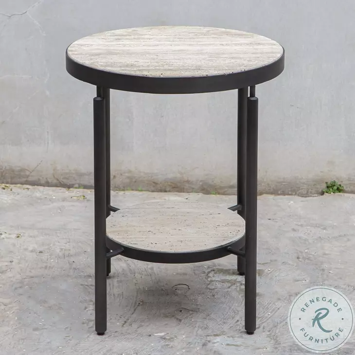 Savery Matte Black And Natural Side Table