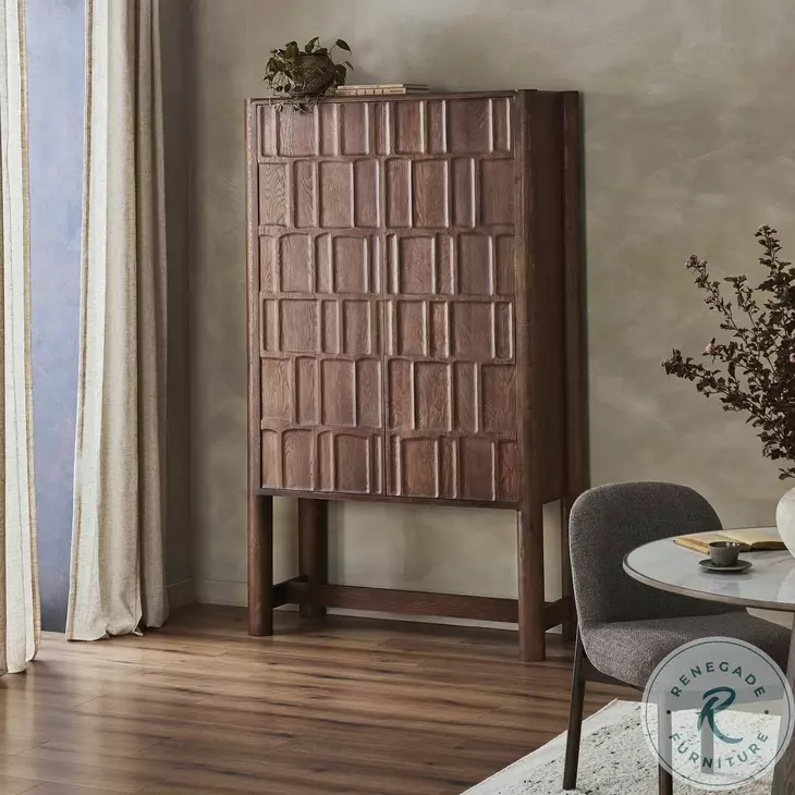 Ezri Cocoa Oak 2 Glass Door Cabinet