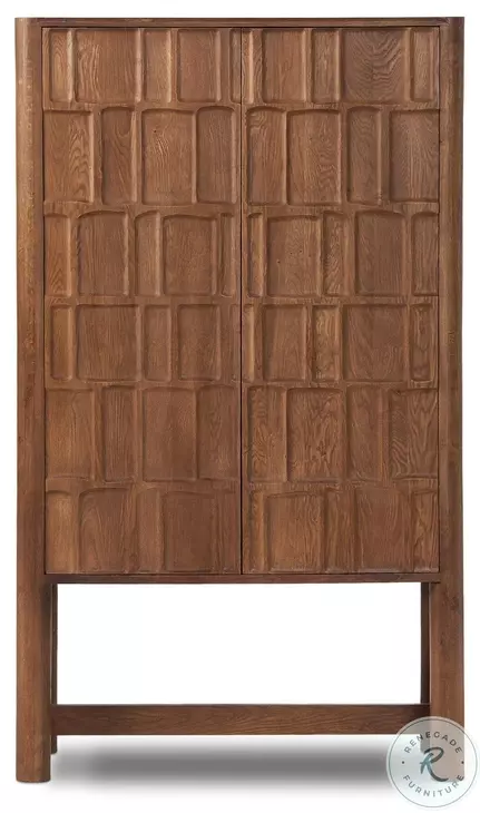 Ezri Cocoa Oak 2 Glass Door Cabinet