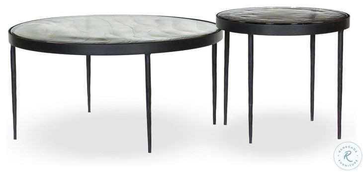 Yoko Clear Cast Glass Round Nesting Tables