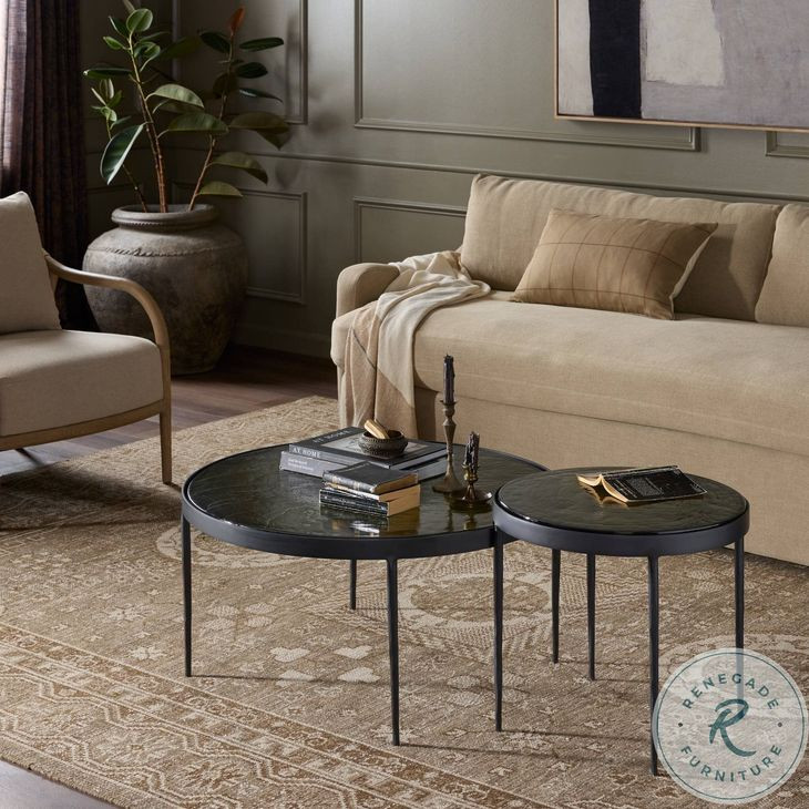 Yoko Moss Cast Glass Round Nesting Tables