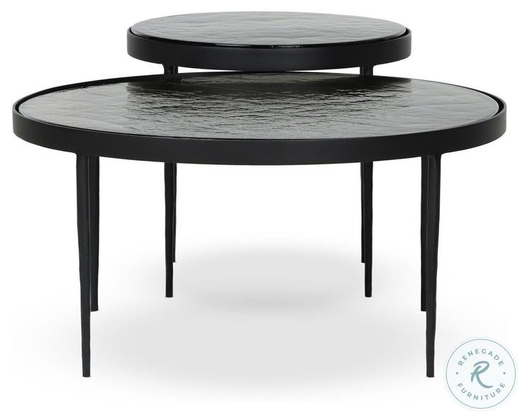 Yoko Moss Cast Glass Round Nesting Tables