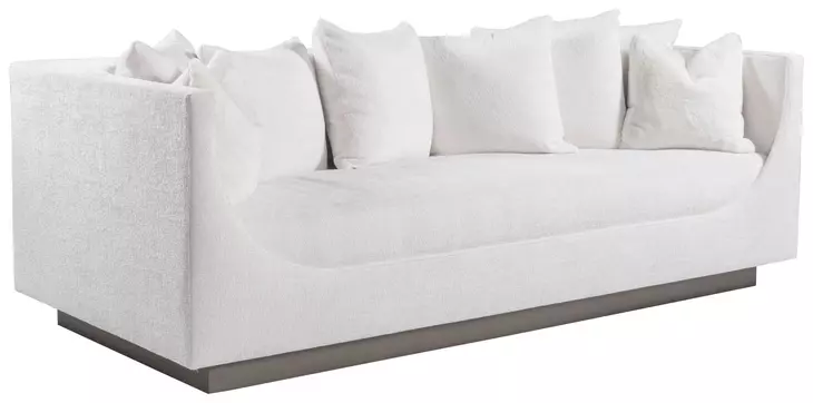 Claudette Cream Bench Seat 95" Sofa with Throw Pillows