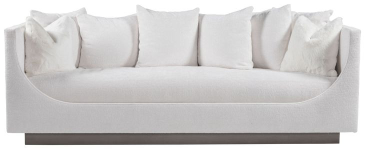 Claudette Cream Bench Seat 95" Sofa with Throw Pillows
