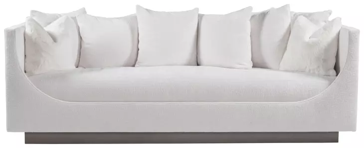 Claudette Cream Bench Seat 95" Sofa with Throw Pillows