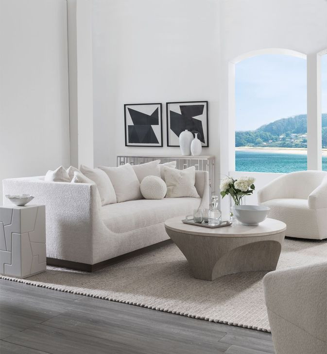 Claudette Cream Bench Seat 95" Sofa with Throw and Ball Pillow