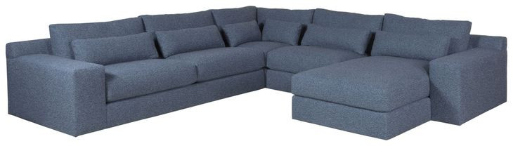 Rita Blue 4 Piece Modular Sectional with Pillows