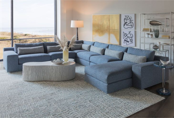 Rita Blue 4 Piece Modular Sectional with Pillows