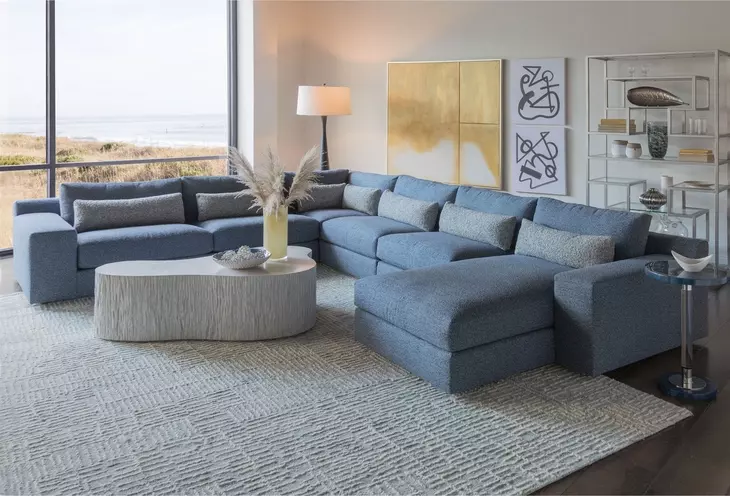 Rita Blue 4 Piece Modular Sectional with Pillows
