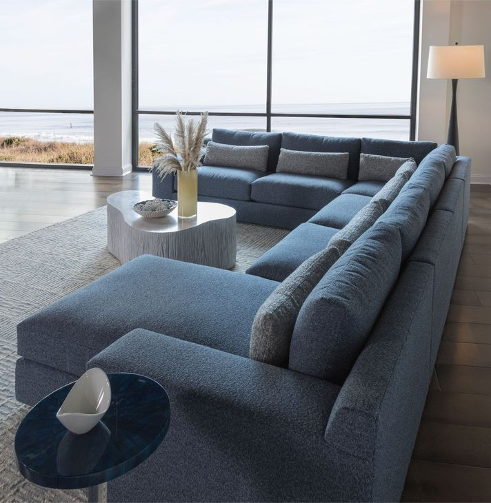 Rita Blue 4 Piece Modular Sectional with Pillows