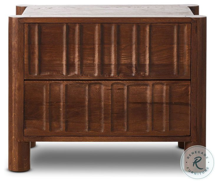 Ezri Cocoa Oak 2 Drawer Nightstand