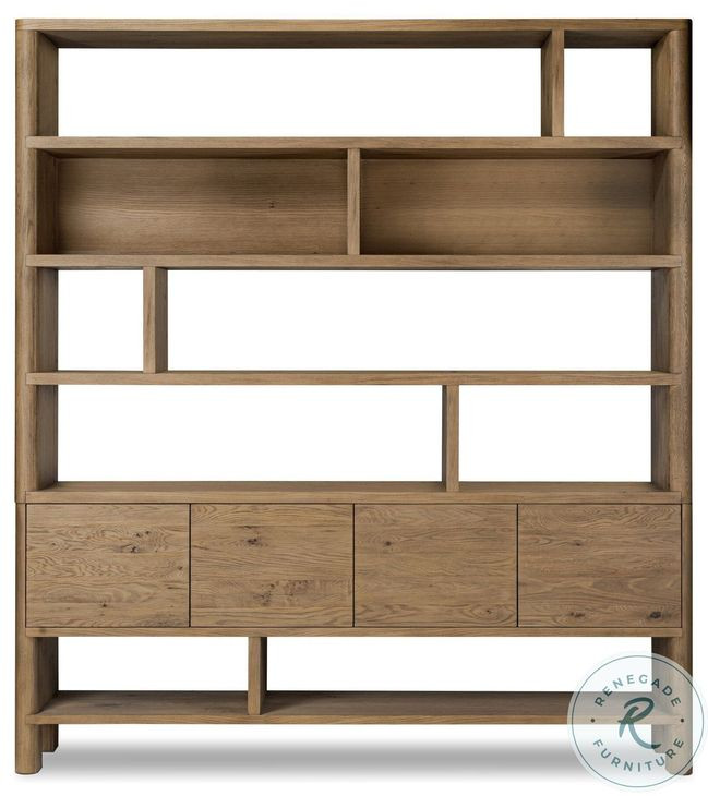 Noeline Worn Oak Wide Bookcase