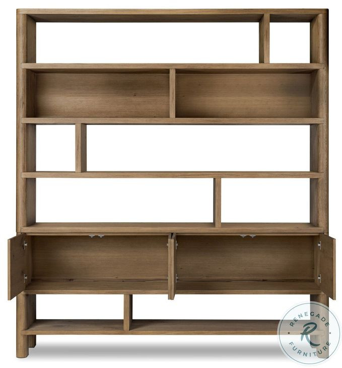 Noeline Worn Oak Wide Bookcase