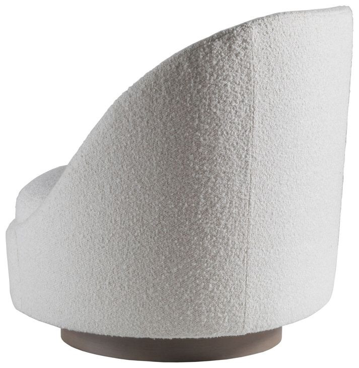 Genevieve White Upholstered Swivel Chair with Pillow