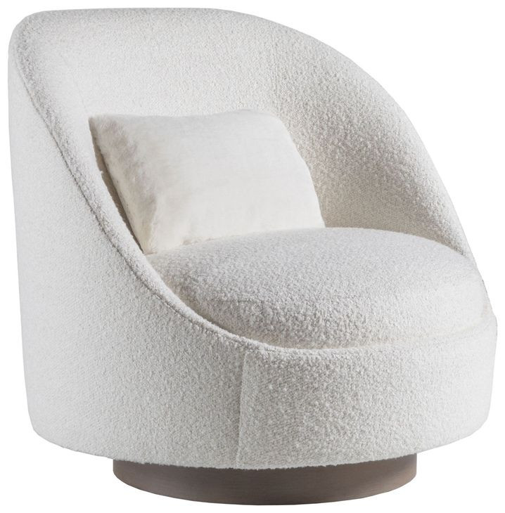 Genevieve White Upholstered Swivel Chair with Pillow