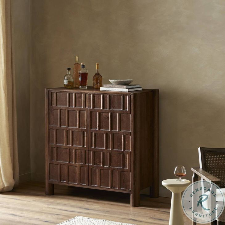 Ezri Cocoa Oak 2 Door Bar Cabinet