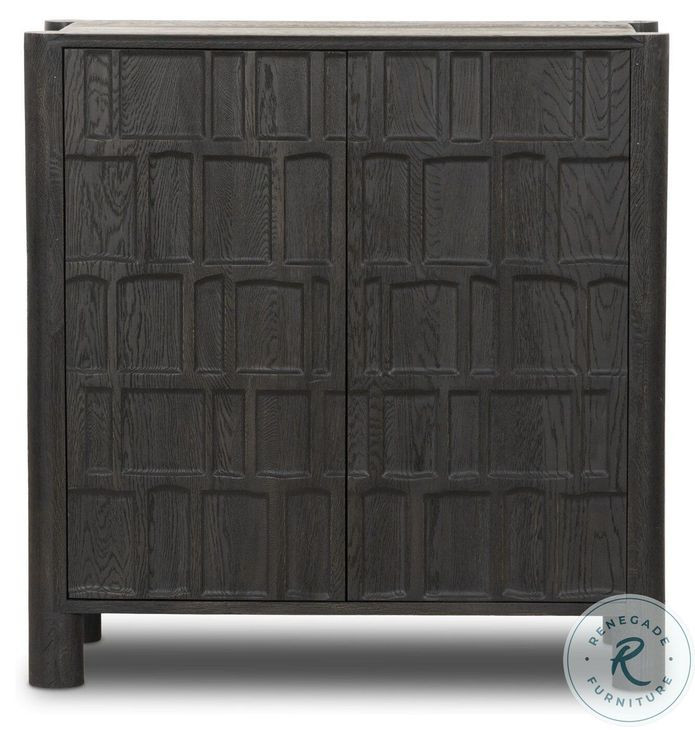 Ezri Black Oak 2 Door Bar Cabinet